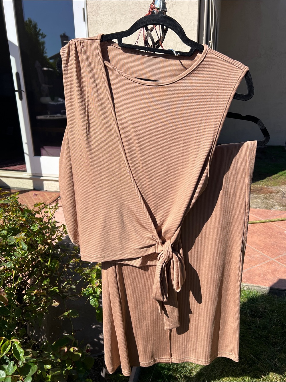 Women’s Sleeveless Knit Pantsuit in Taupe